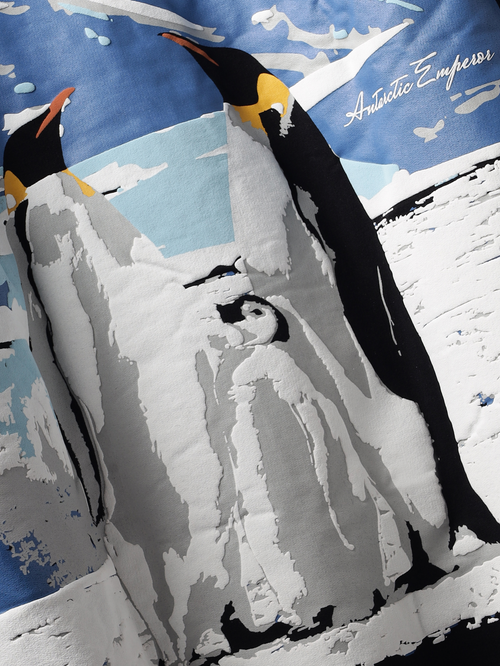 Back closeup of Black antarctic emperor oversized t-shirt.
