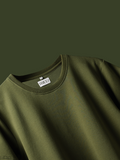 Jayhues olive green basic t-shirt with a brand label on a dark green background