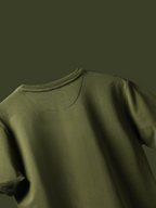 Jayhues olive green basic t-shirt back side on a dark green background