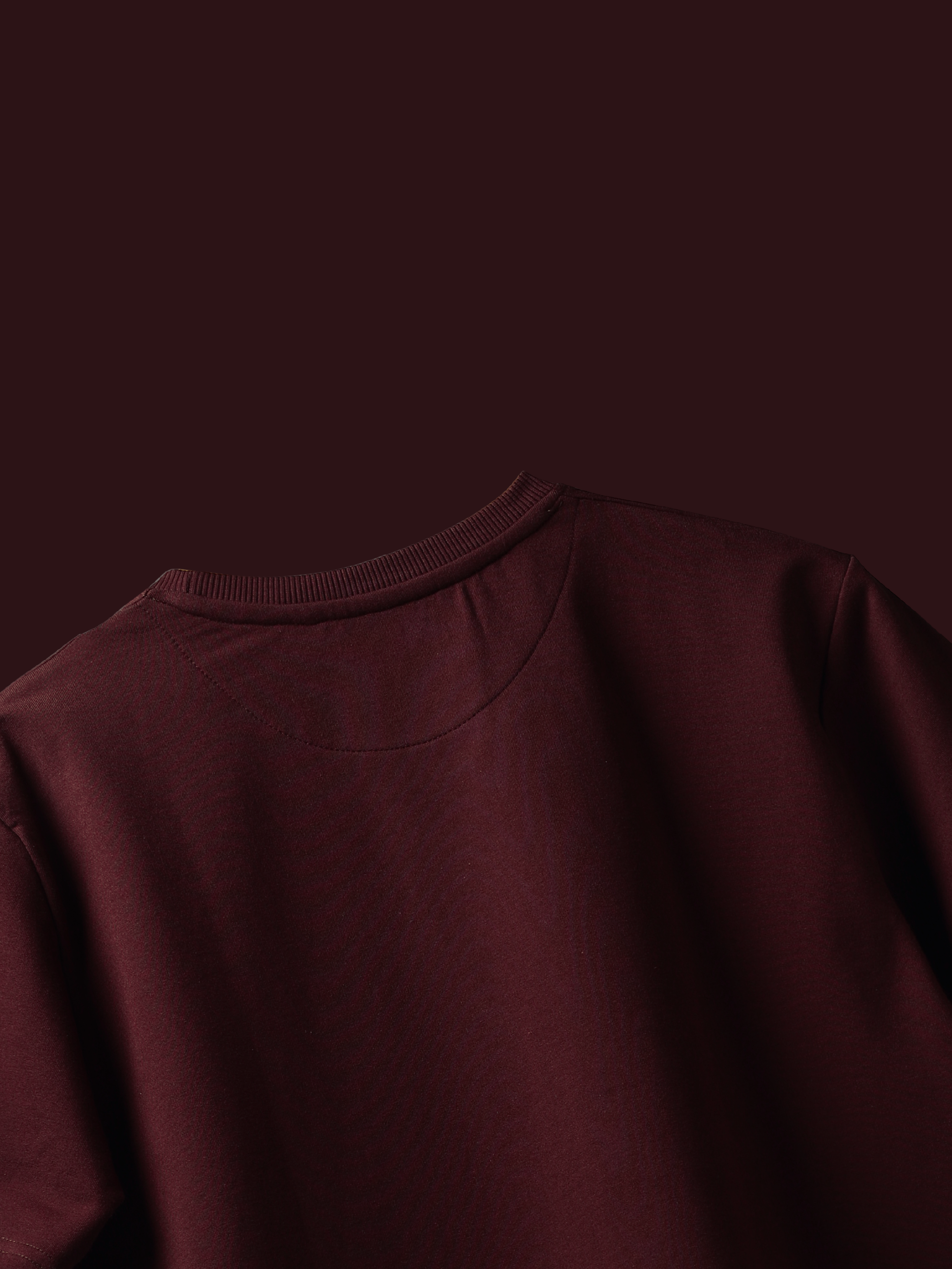 Jayhues Burgundy basic t-shirt back side on a matching background