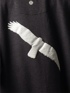 Back closeup of Charcoal fat eagle oversized t-shirt.
