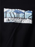 Front closeup of Black antarctic emperor oversized t-shirt.